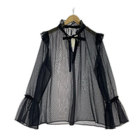 長袖シャツ ドットシフォンブラウス BLK ブラック