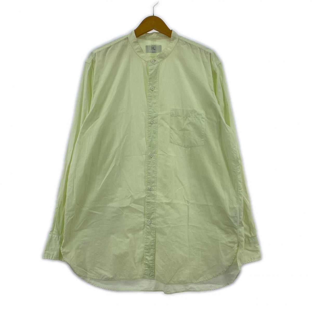 長袖シャツ HERILL バンドカラーシャツ 黄緑