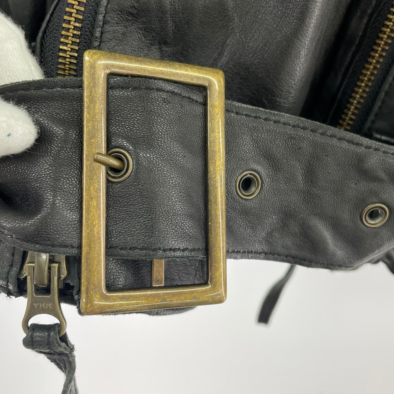 ジャケット MASCULO ラムレザーJKT 黒 38 ブラック