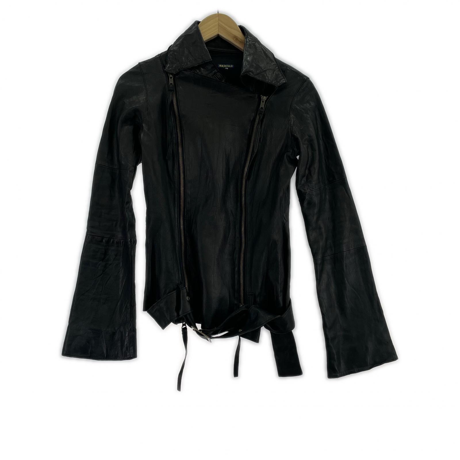 ジャケット MASCULO ラムレザーJKT 黒 38 ブラック