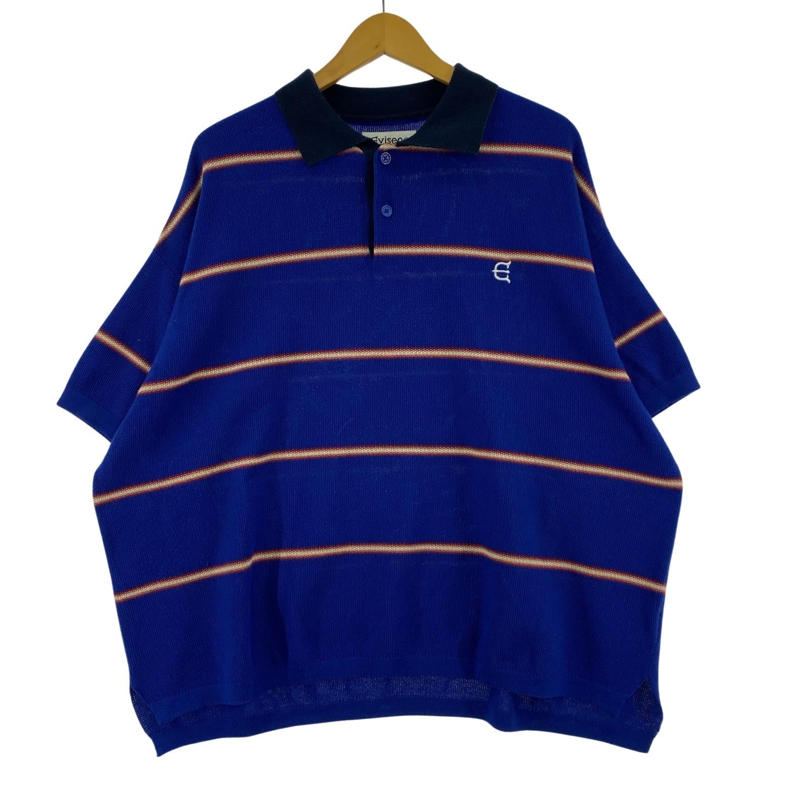 ポロシャツ BAMBI BORDER KNIT POLO 青 (M) M ブルー