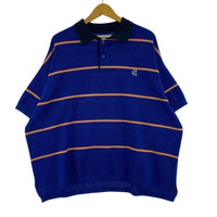 ポロシャツ BAMBI BORDER KNIT POLO 青 (M) M ブルー