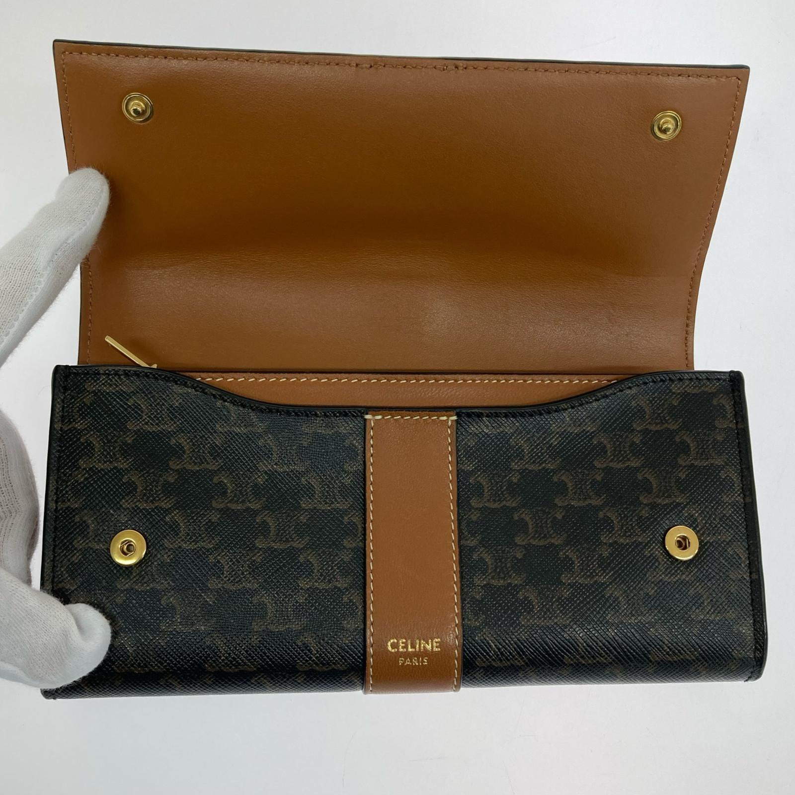 CELINE トリオンフ フラップロングウォレット