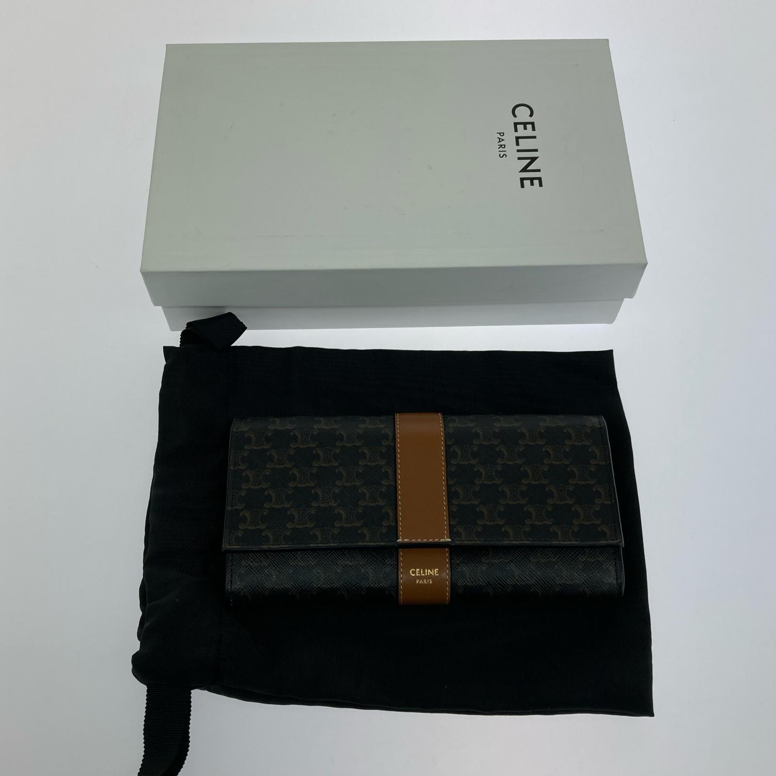 CELINE トリオンフ フラップロングウォレット