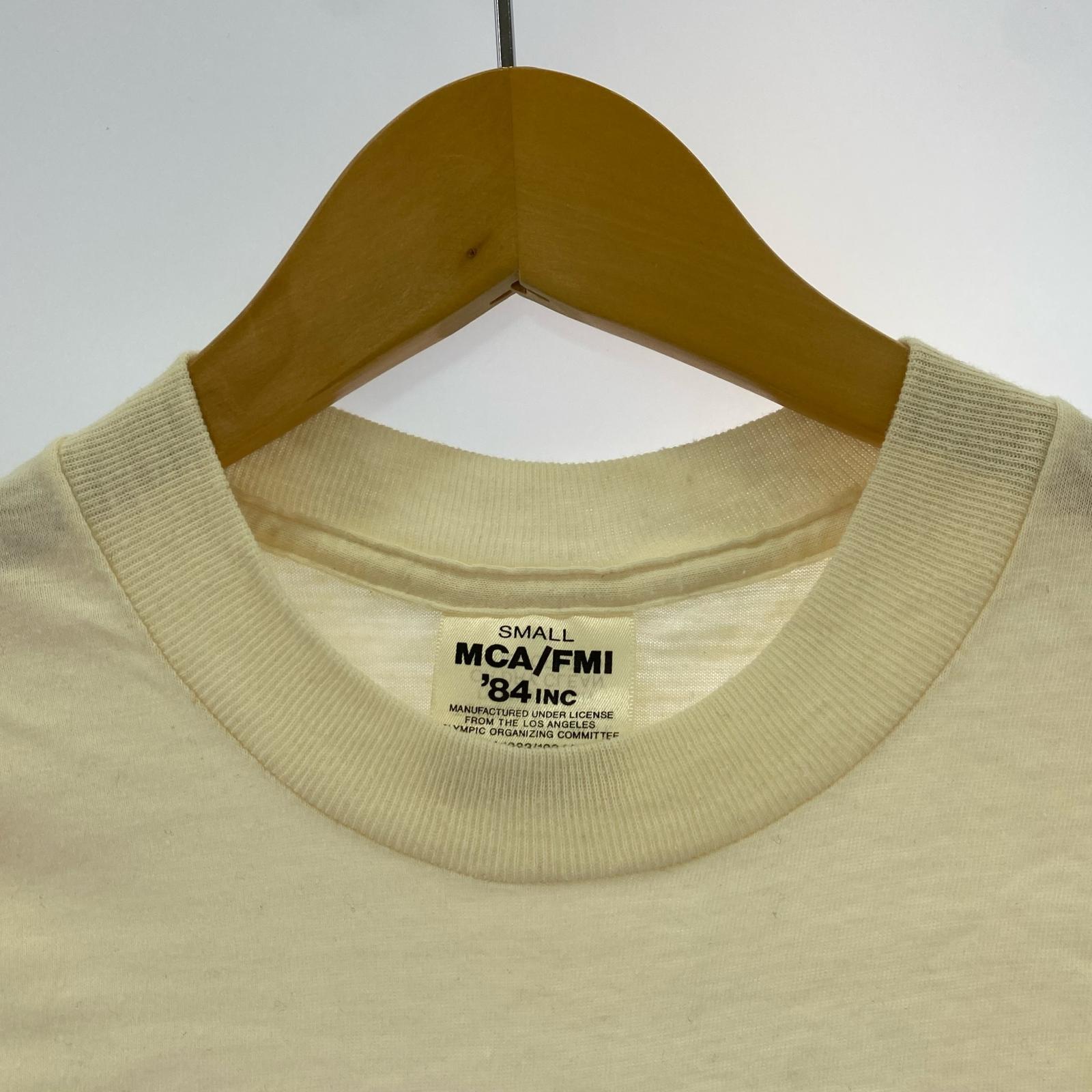 半袖Tシャツ 80s ロサンゼルスオリンピック 聖火プリント 白 (S) S ベージュ
