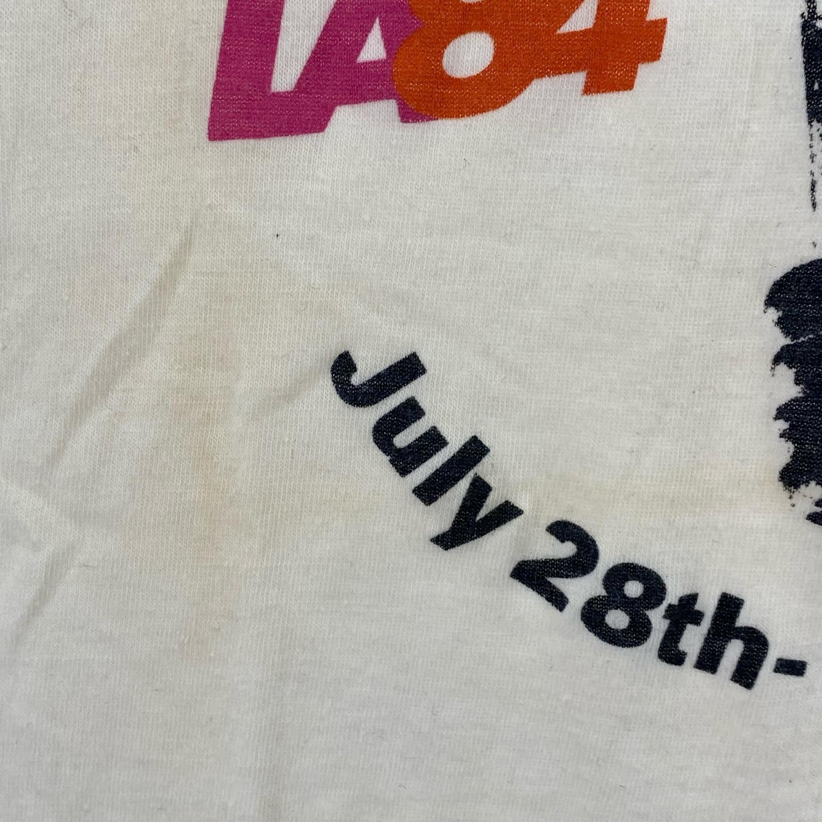 半袖Tシャツ 80s ロサンゼルスオリンピック 聖火プリント 白 (S) S ベージュ