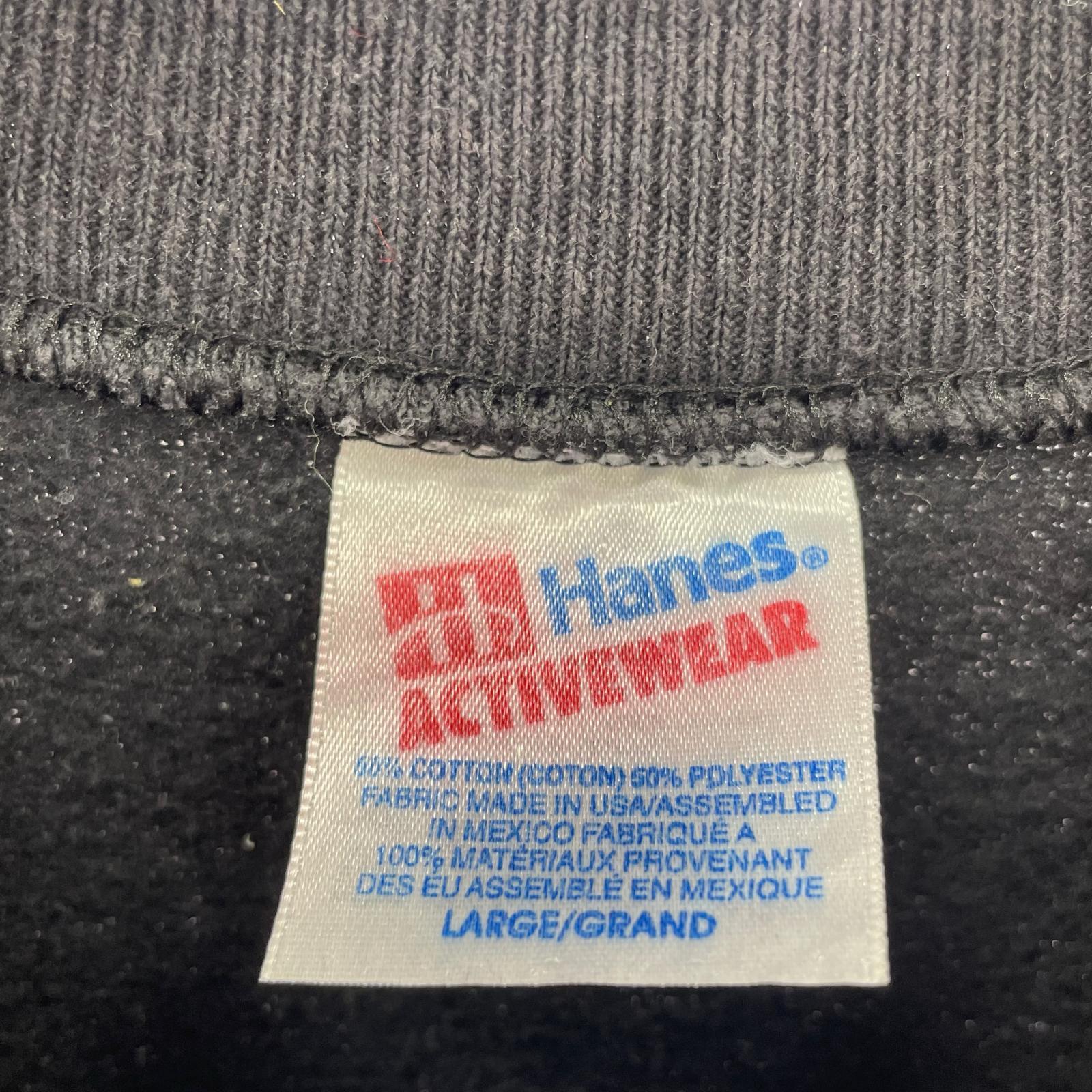 スウェット Hanes 90s レーシングプリント 黒(L) L ブラック