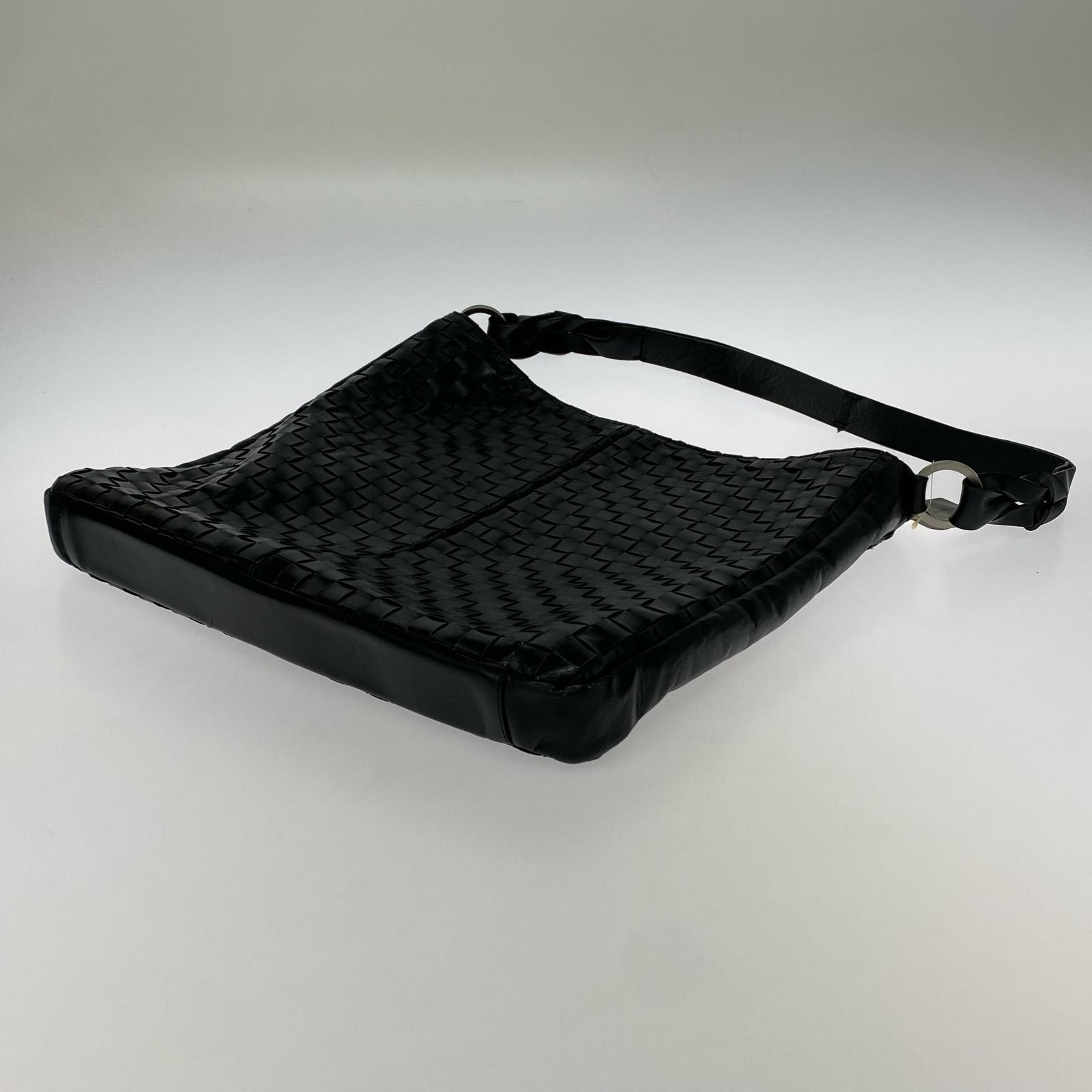 ショルダーバッグ CREATION LUSSET メッシュレザー 黒 ブラック