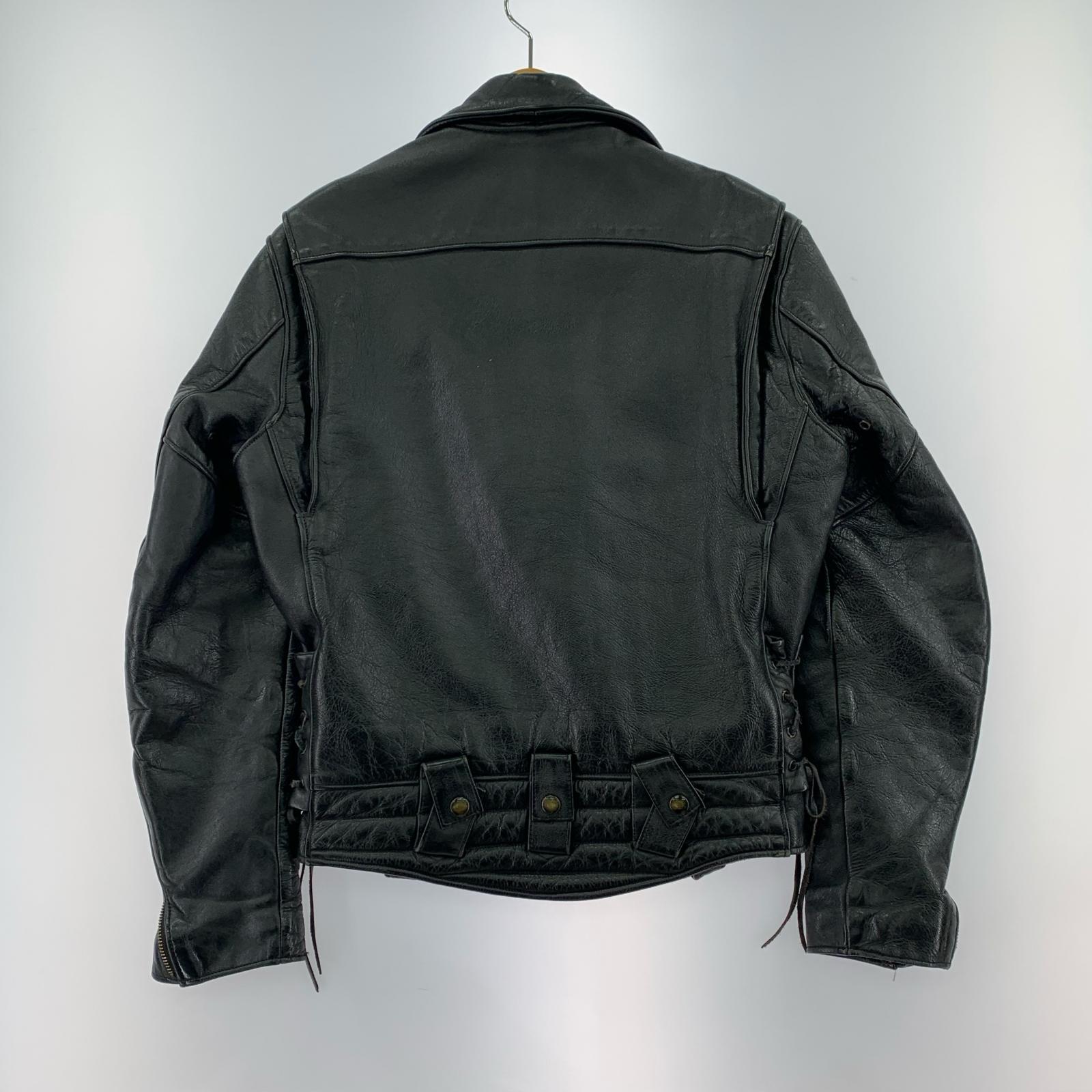 レザージャケット 80s USA製 ダブルライダースジャケット 36 36 ブラック