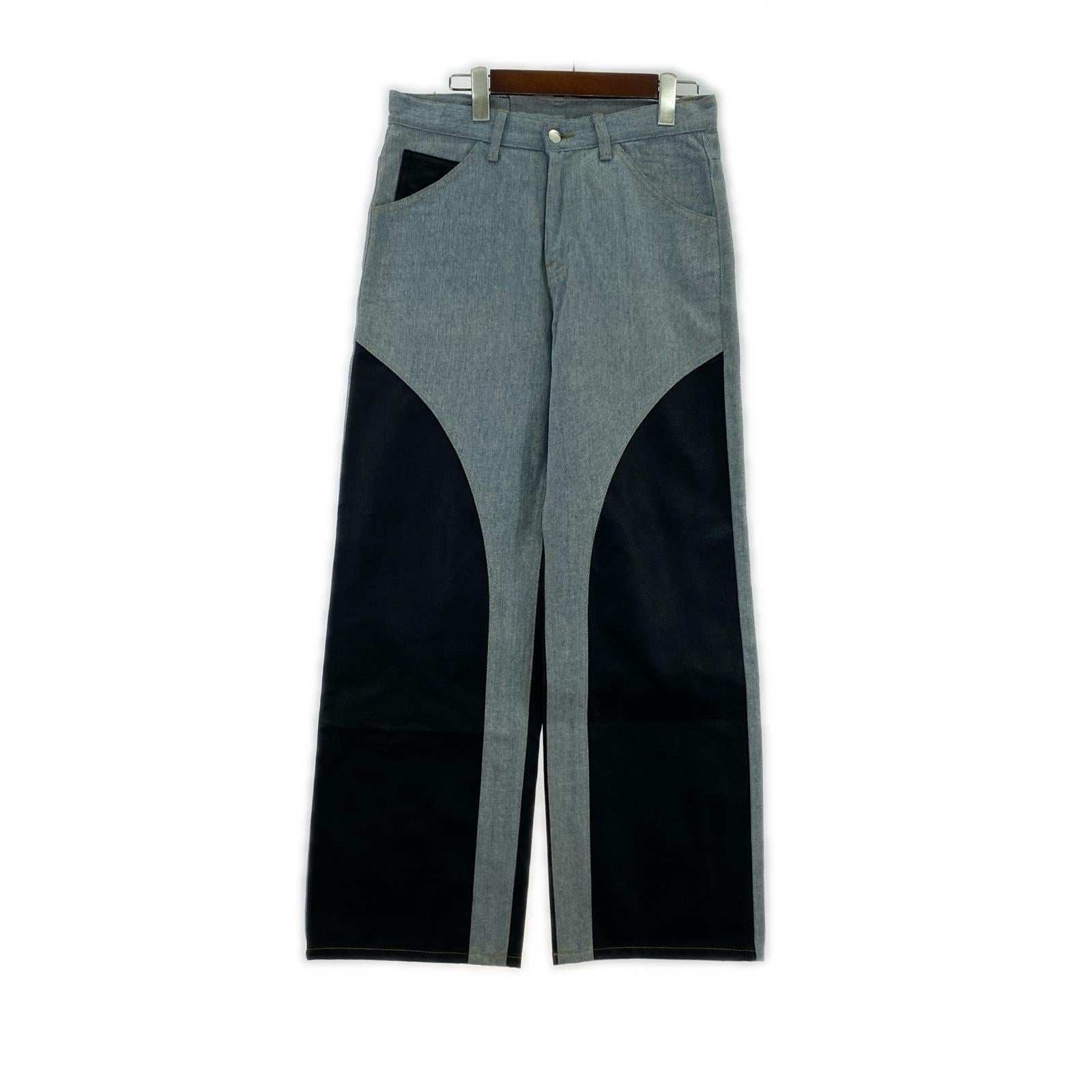 デニムパンツ BGHB レザー切り替えデニムパンツ M M ブルー