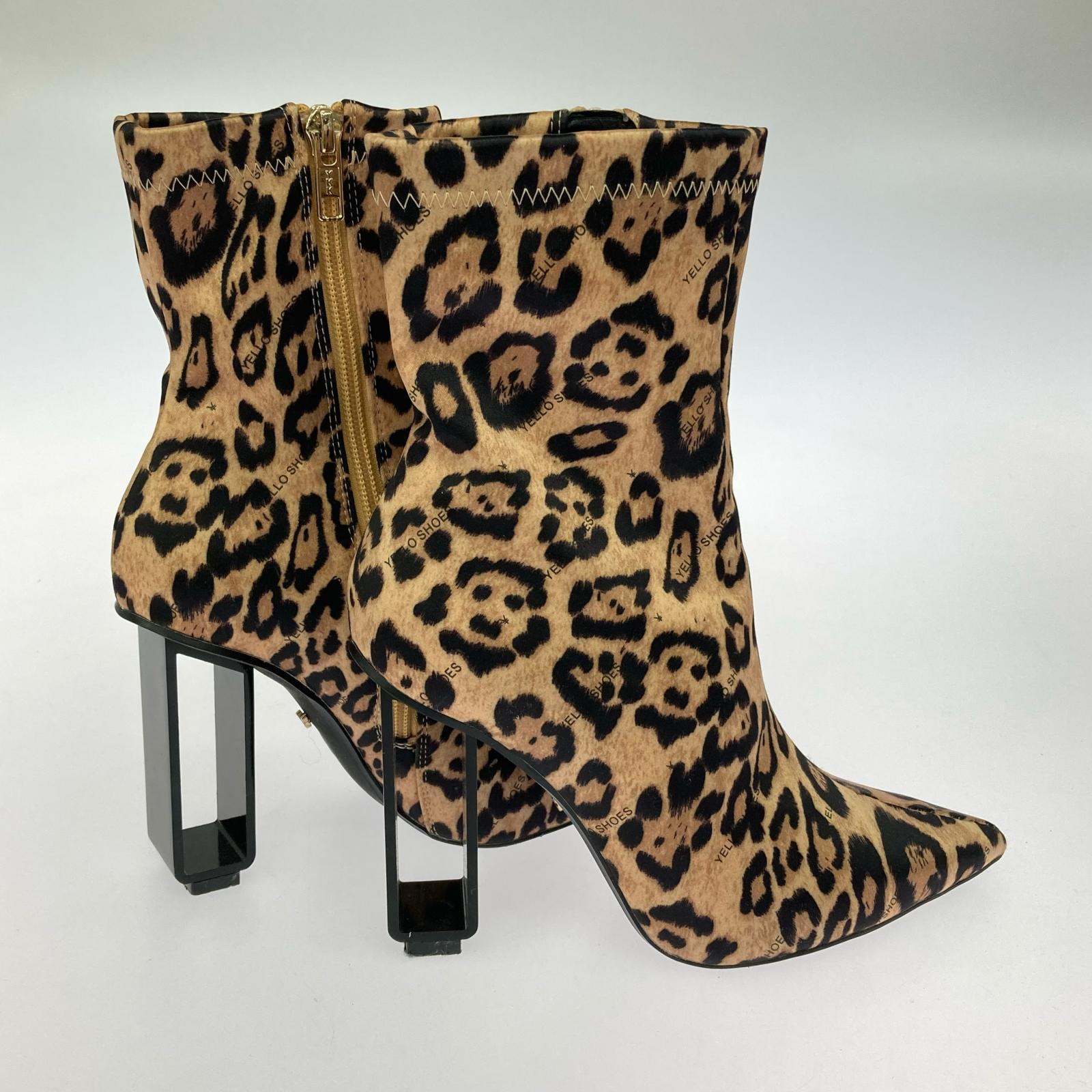 パンプス レオパード ショートブーツ M M ブラウン