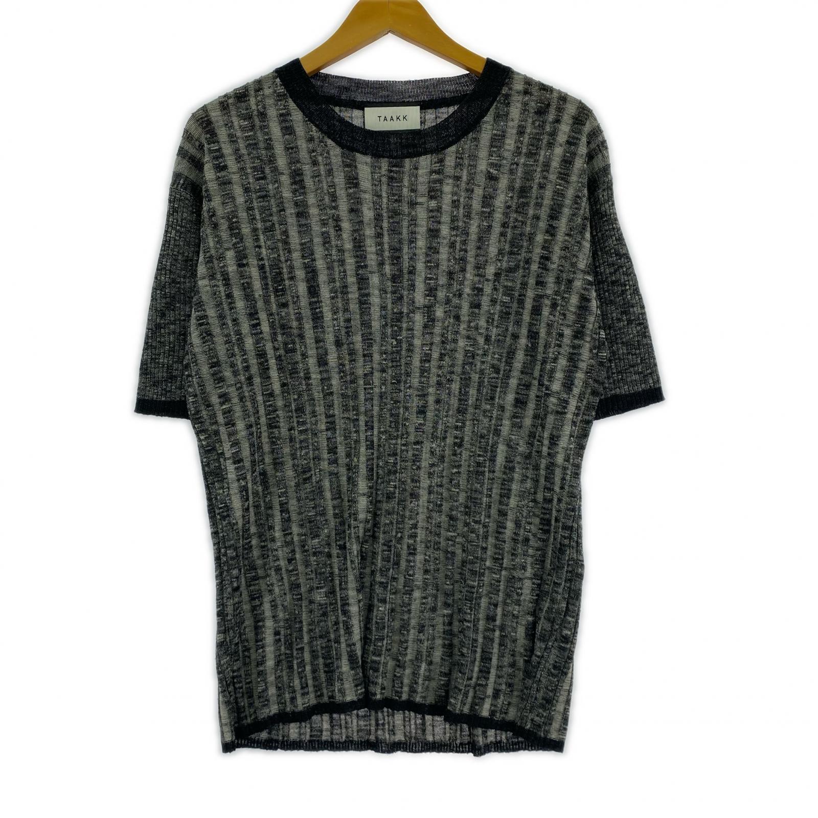 半袖Tシャツ TAAKK 23SS RIB KNIT T-SHIRTS 黒グレー (2) グレー