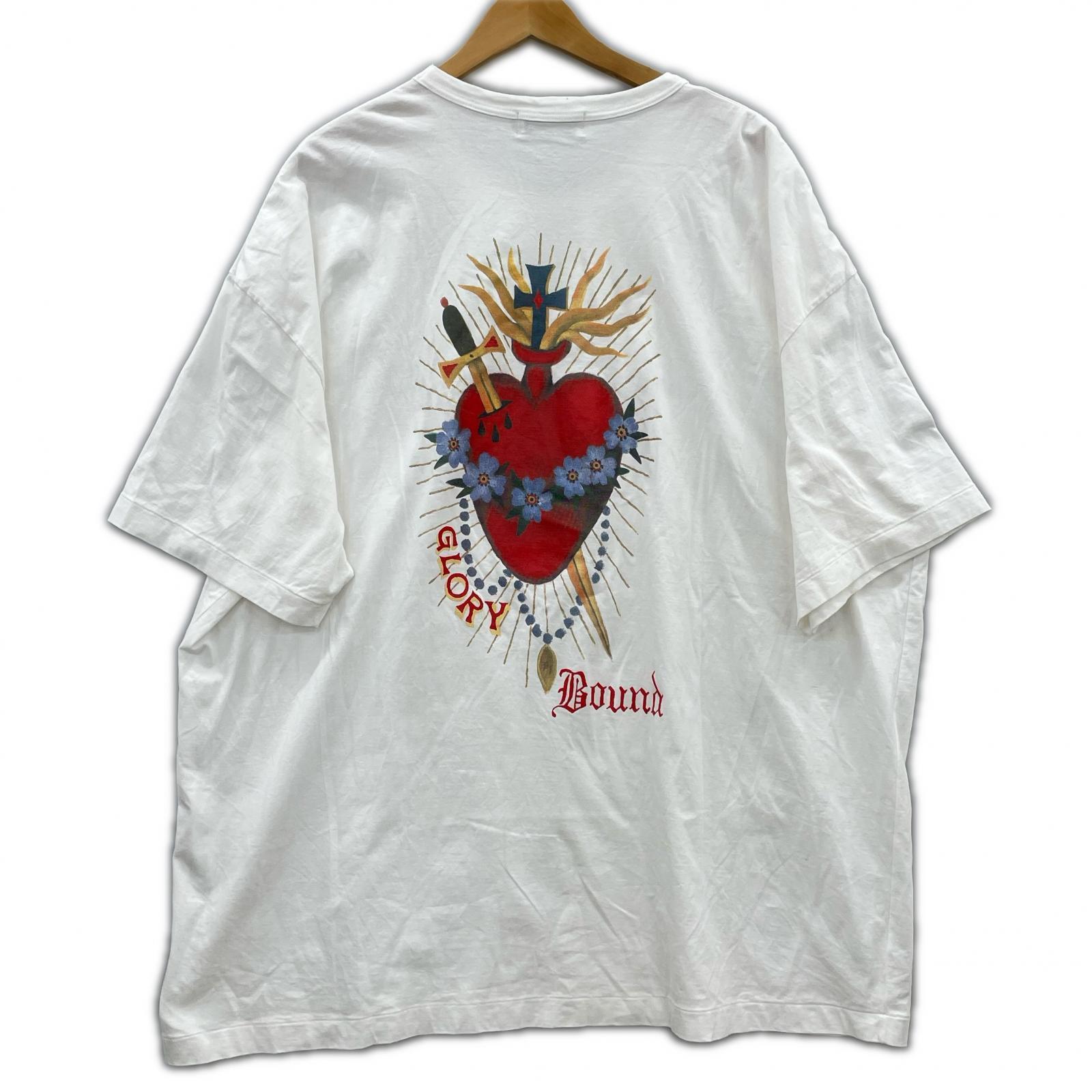 半袖Tシャツ プリントS/Sカットソー(XL)白 ホワイト