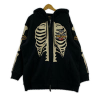 パーカー ×JACKROSE ×GALFY 骨犬 Zip Hoodie 黒 (XL) ブラック