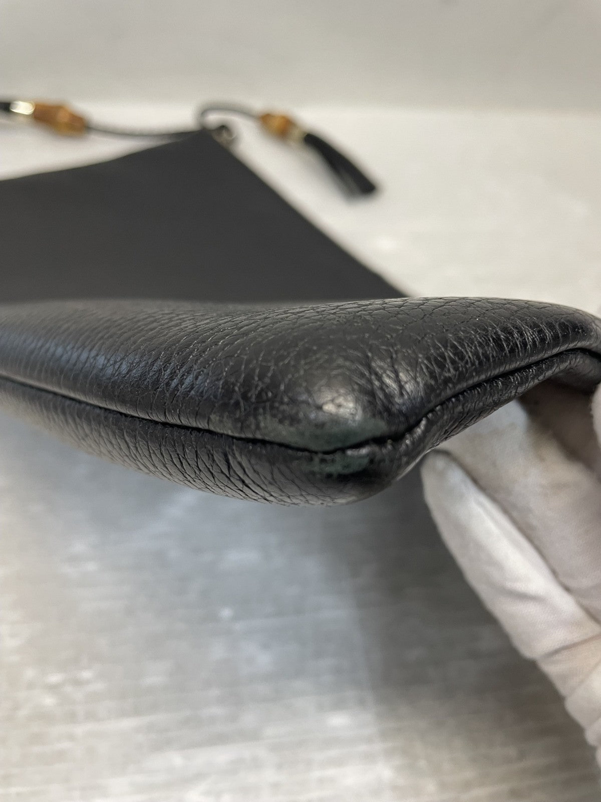 GUCCI バンブータッセル レザークラッチバッグ 黒 449653