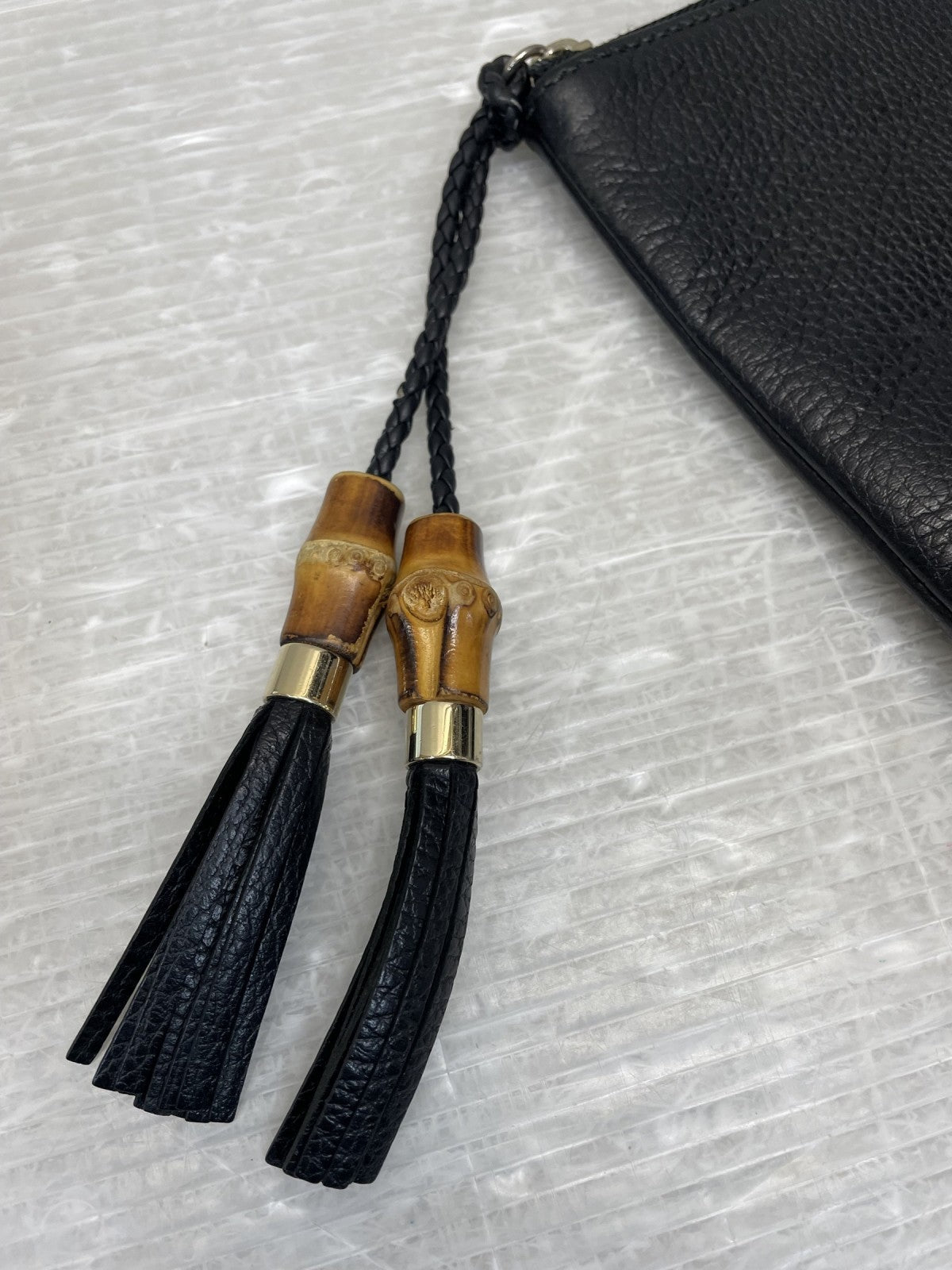GUCCI バンブータッセル レザークラッチバッグ 黒 449653