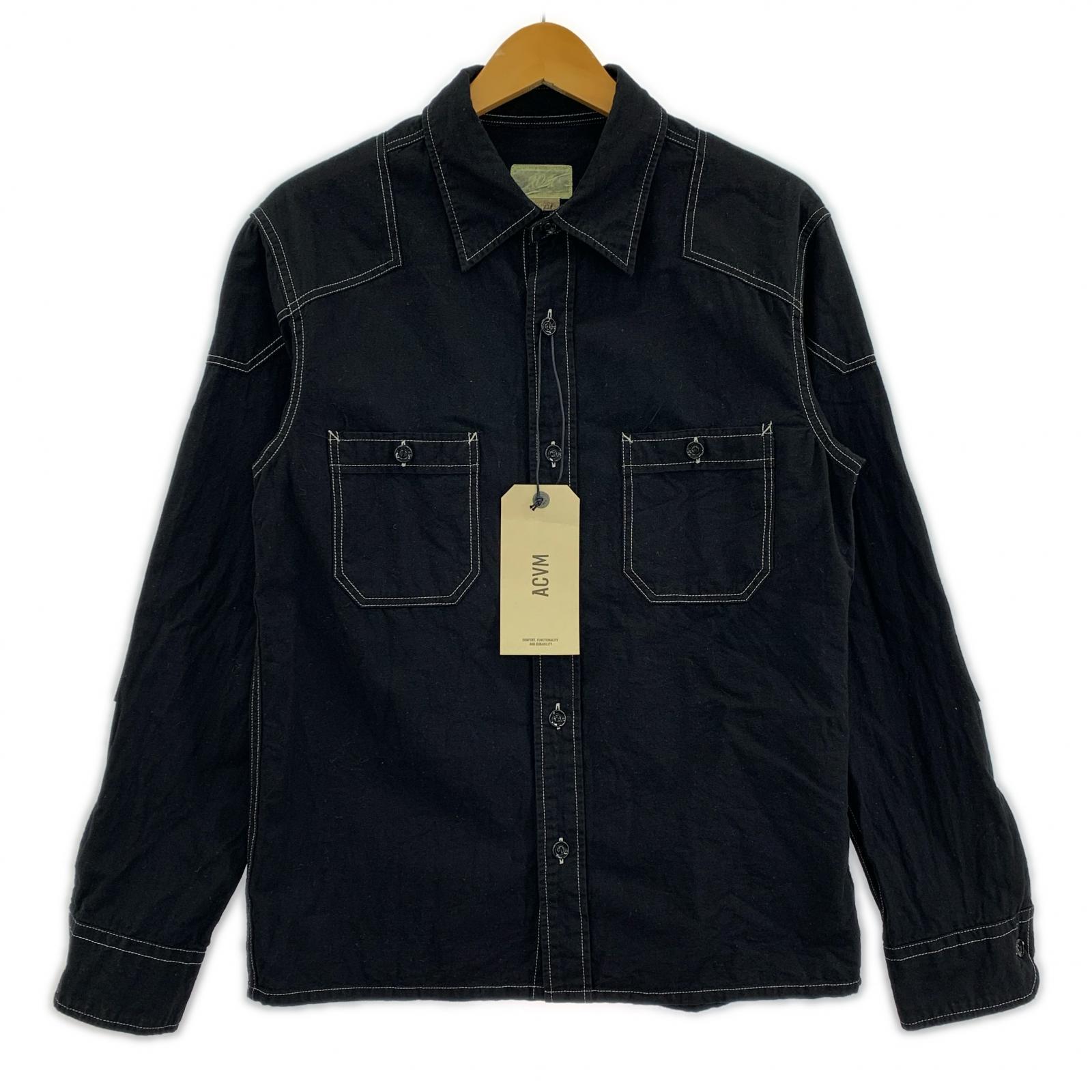 長袖シャツ PADDED CHAMBRAY SHIRT 黒 38 ブラック