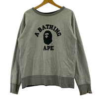 スウェット A BATHING APE 00s 4面 カレッジプリントスウェット ブラック×グレー サイズM リバーシブル M