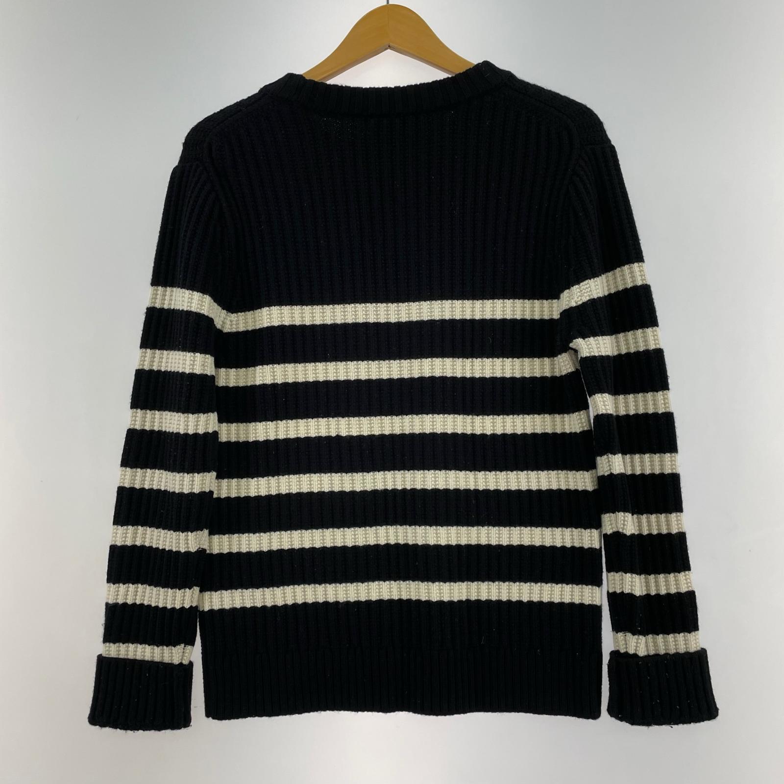 ニット カシミヤ混ボーダーニット (s)黒白 S