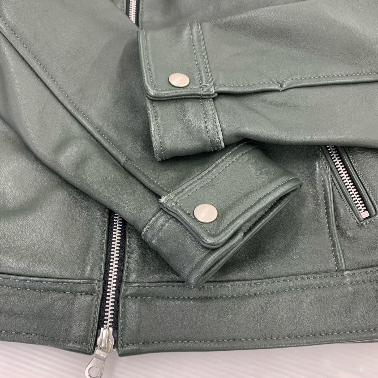 ライダースジャケット シングルライダース 緑 M グリーン