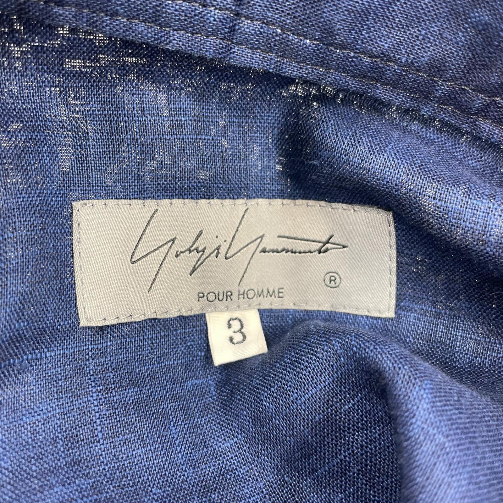 長袖シャツ Yohji Yamamoto POUR HOMME FLAXINDIGO REVERSE R-SPARE インディゴリネン 3襟シャツ 3 3