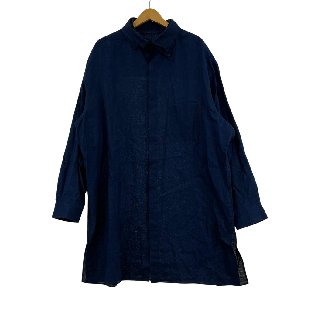 Yohji Yamamoto 長袖シャツ Yohji Yamamoto POUR HOMME FLAXINDIGO REVERSE R-SPARE インディゴリネン 3襟シャツ 3 3