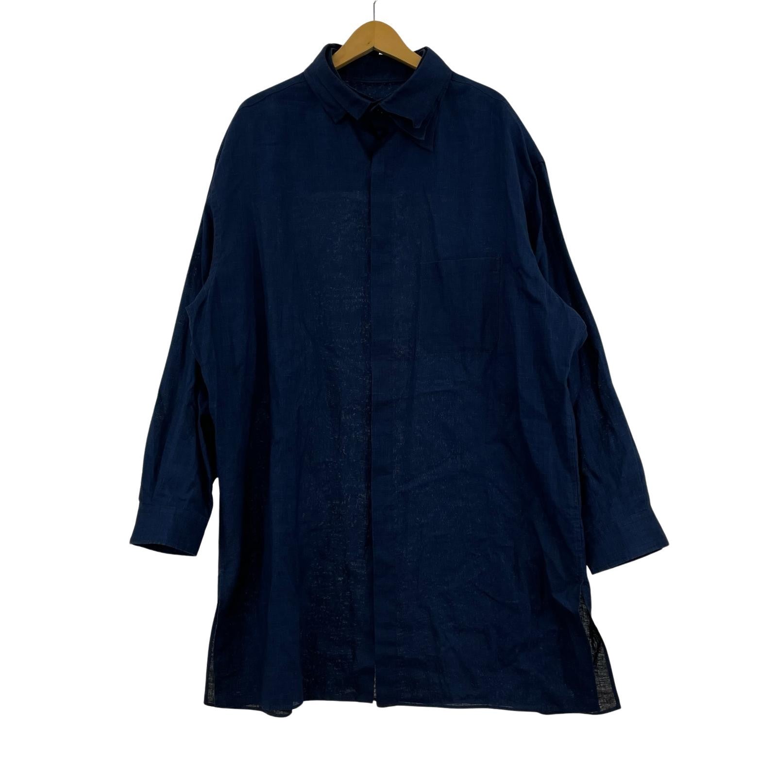 長袖シャツ Yohji Yamamoto POUR HOMME FLAXINDIGO REVERSE R-SPARE インディゴリネン 3襟シャツ 3 3