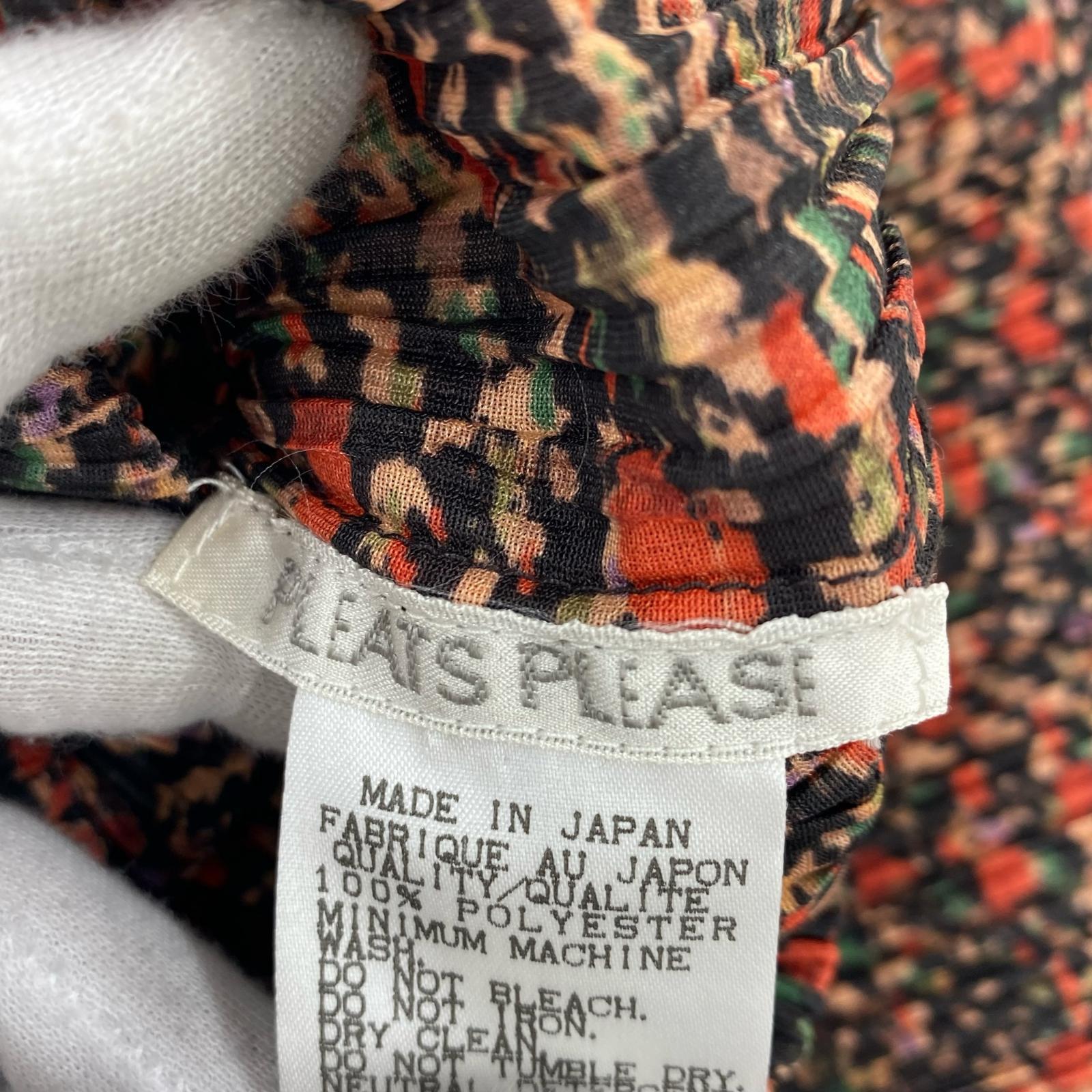 長袖Tシャツ PLEATS PLEASE L/S プリーツカットソー モザイク 赤黒 (3) 3 マルチカラー