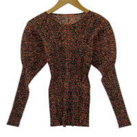 長袖Tシャツ PLEATS PLEASE L/S プリーツカットソー モザイク 赤黒 (3) 3 マルチカラー