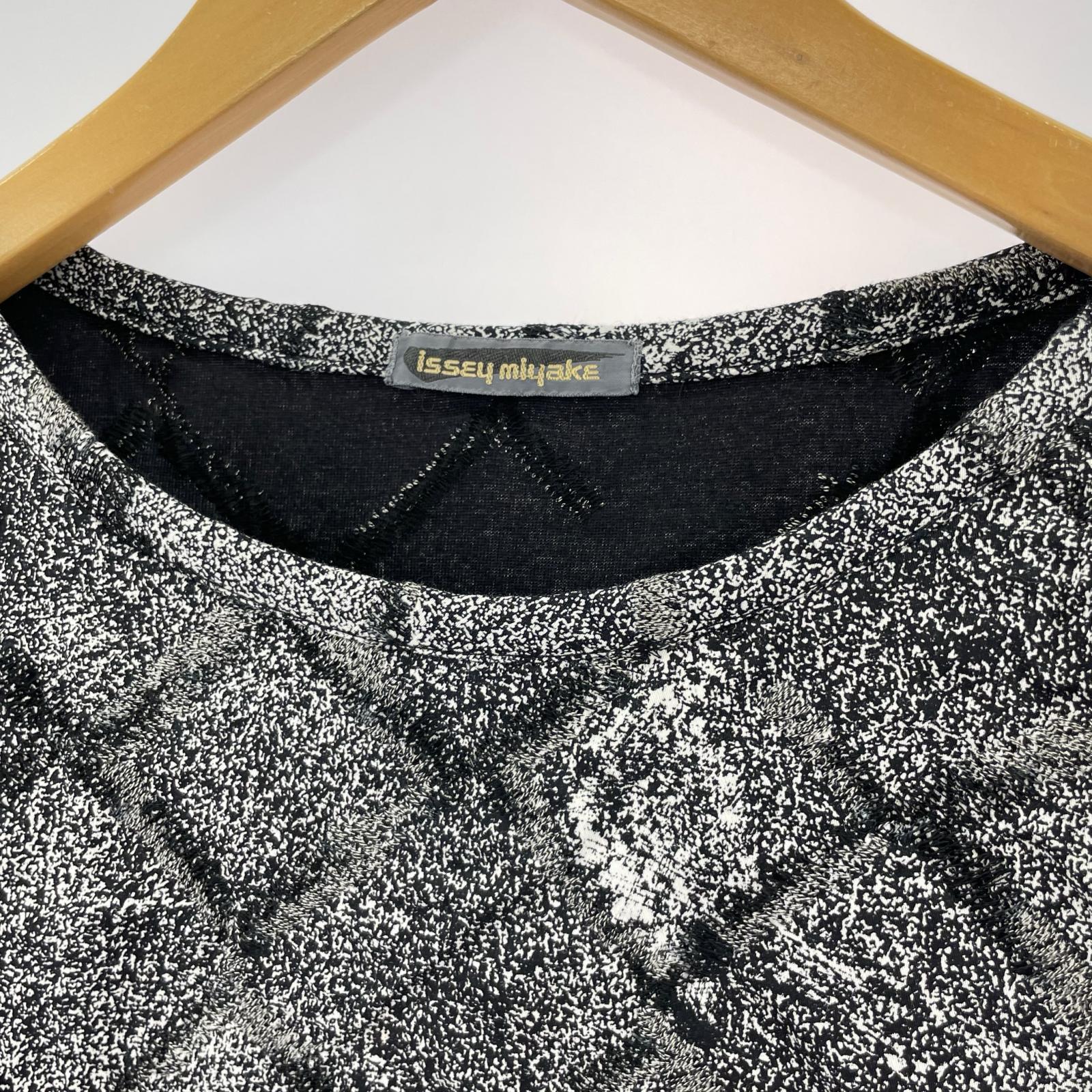 長袖Tシャツ 80s/筆タグ 総柄カットソー(M) M ブラック