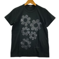 半袖Tシャツ 花柄 黒 (S) S ブラック