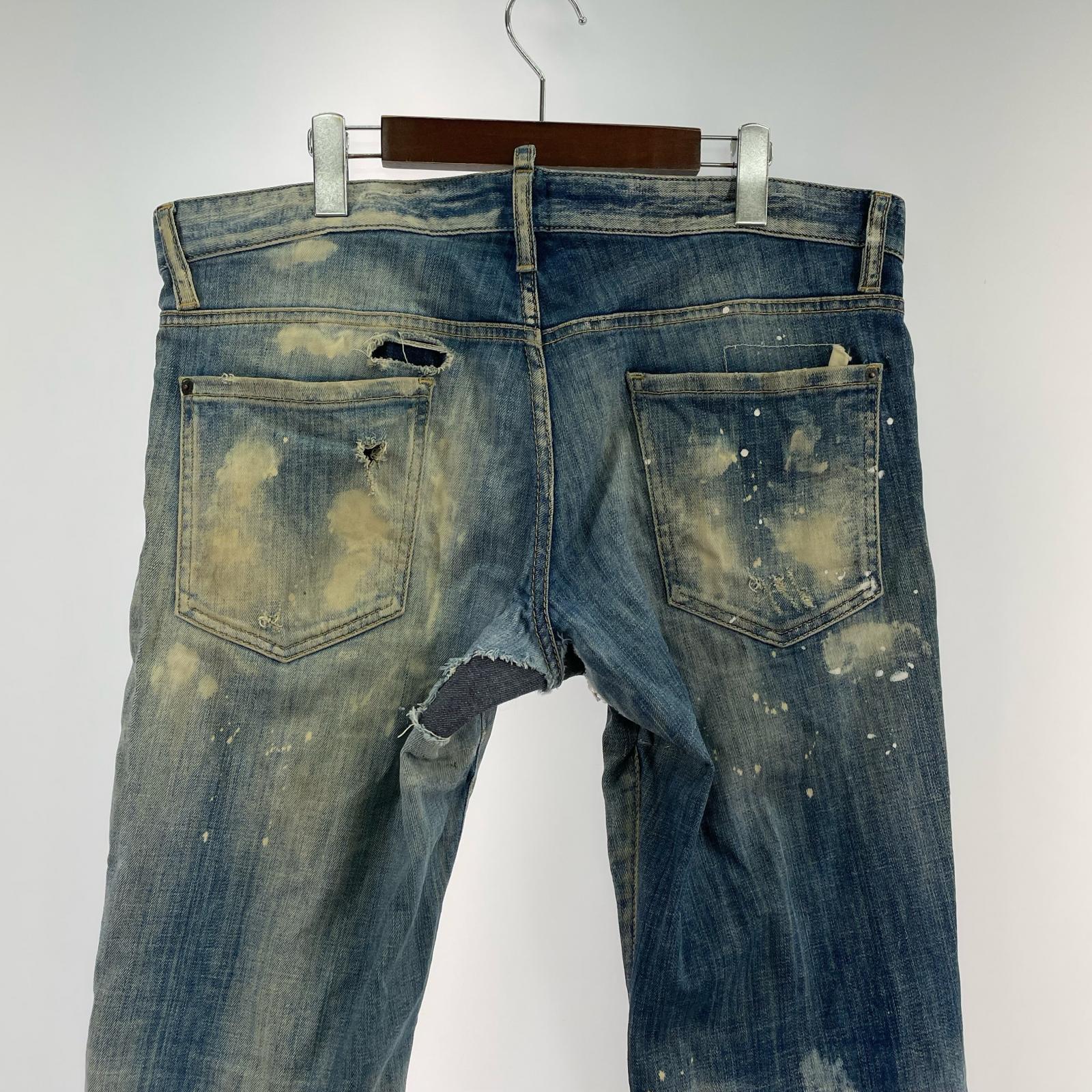 デニムパンツ ダメージ加工 52 ブルー