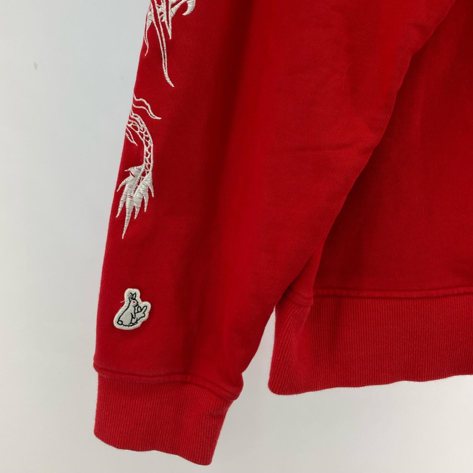 スウェット バックプリント 龍刺繍 赤 (L) L レッド