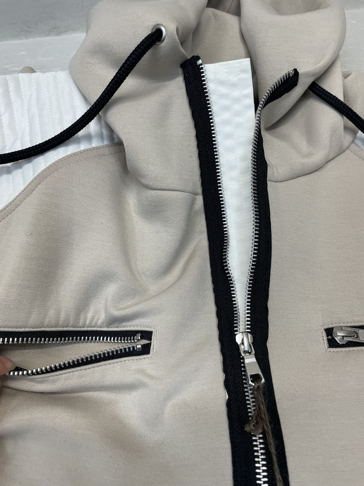 ジャケット ACANTHUS Double-knit Biker Hoodie XL ベージュ