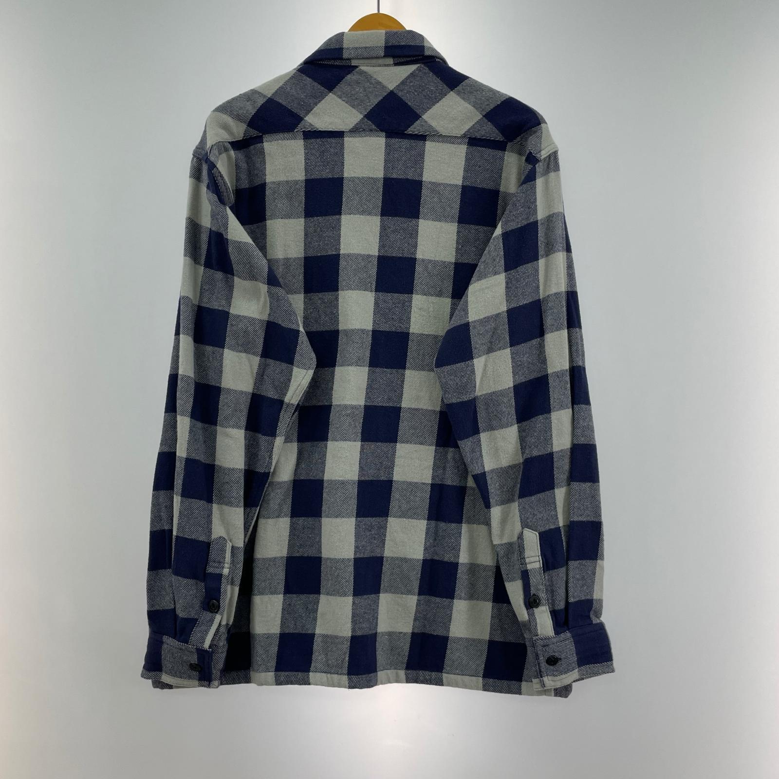 長袖シャツ ネルシャツ ブロックチェック ブルー L L ブルー