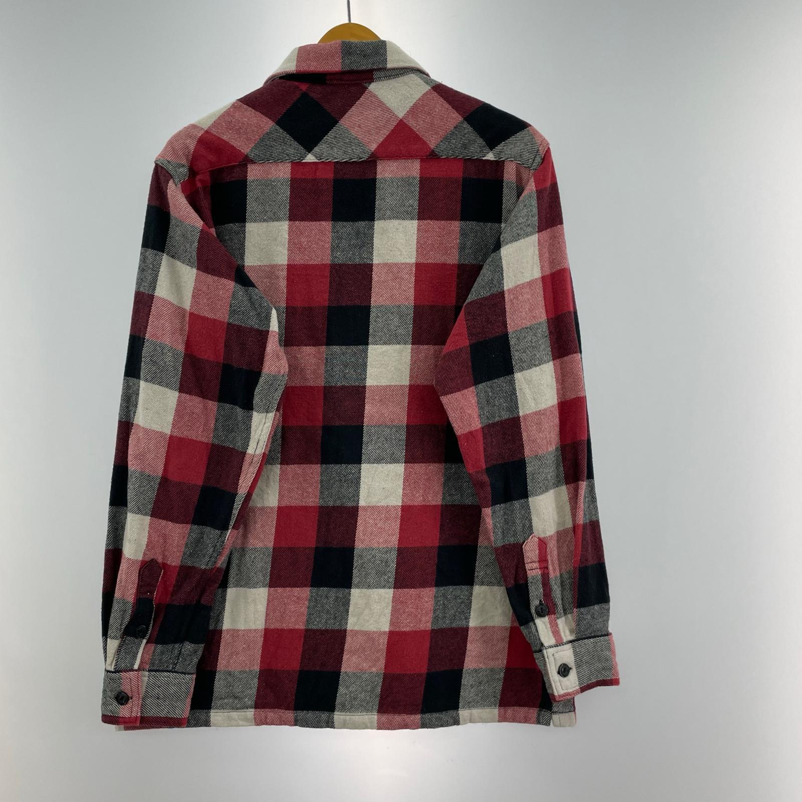 長袖シャツ ネルシャツ ブロックチェック レッド M M レッド