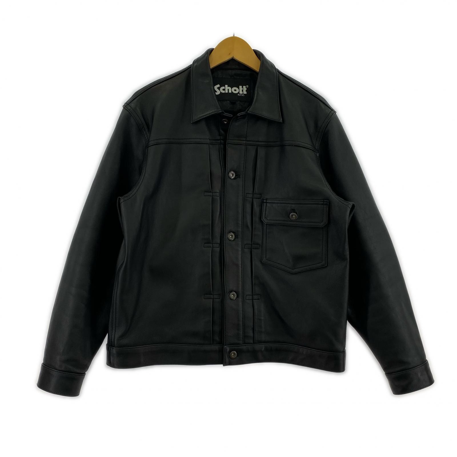 レザージャケット schott SHEEP LEATHER 1st TRACKER JACKET 782-3950128 黒 (S) S ブラック