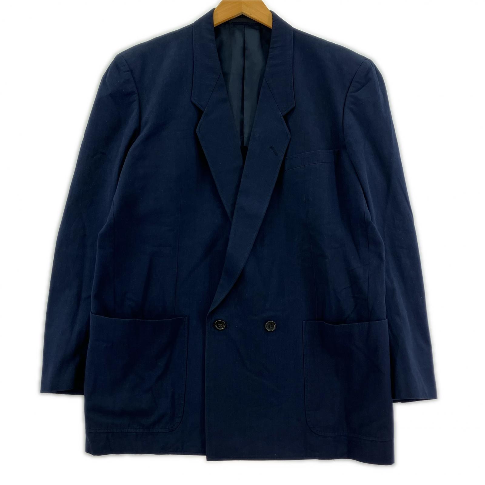 ジャケット 80s COMME des GARCONS HOMME デカオム ダブルブレストジャケット M 紺 M ネイビー