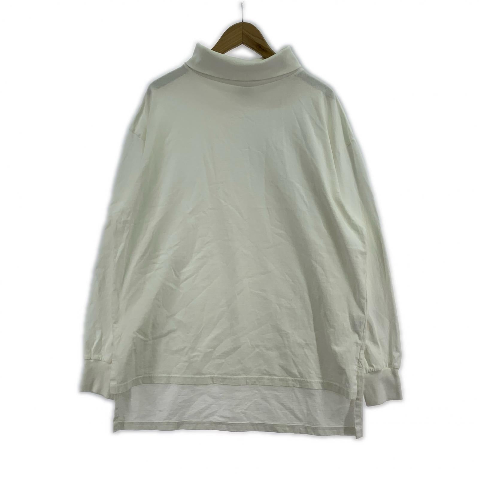 長袖Tシャツ ハイネック オーバー Tシャツ ホワイト
