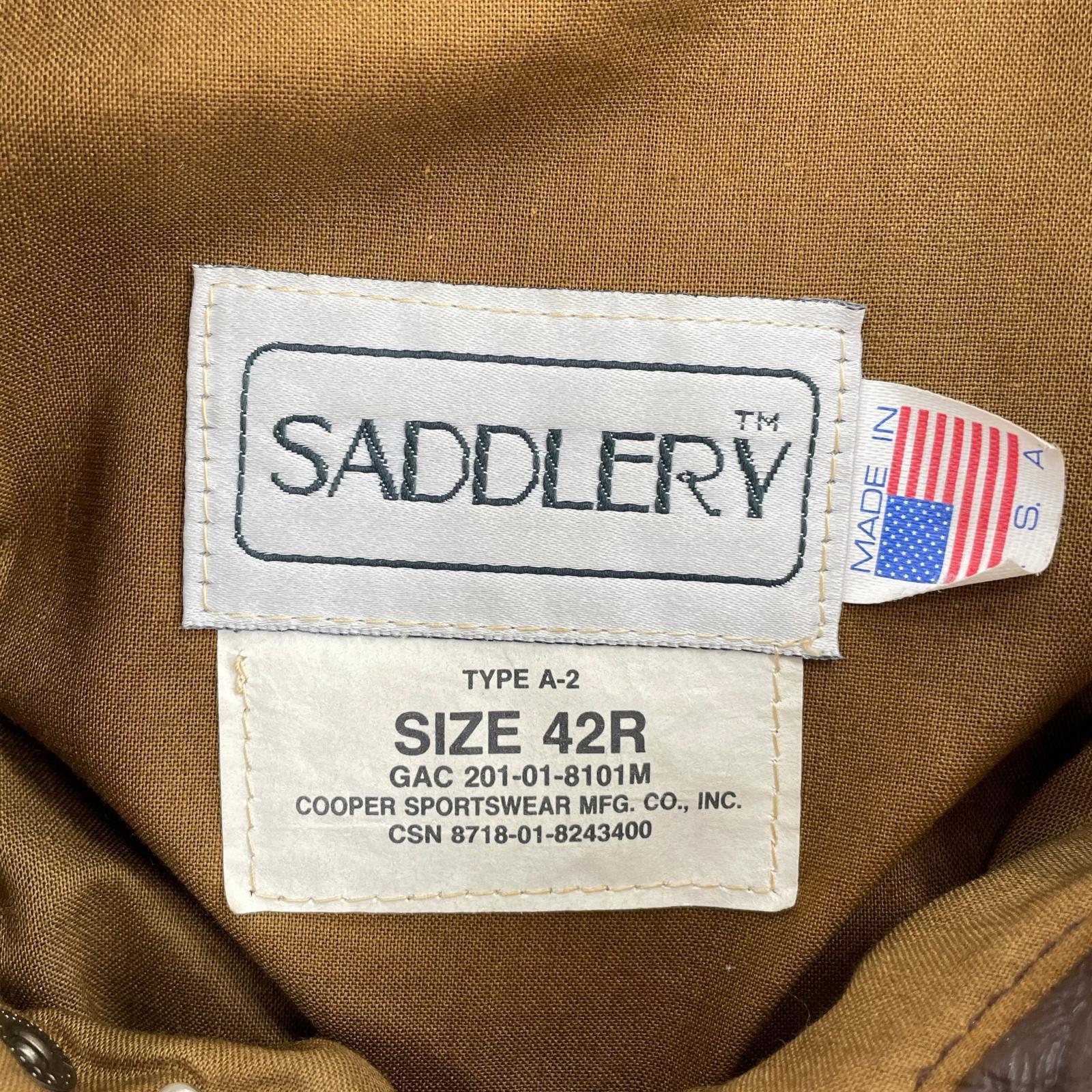 レザージャケット SADDLERY COOPER社 A-2 レザーフライトジャケット 42 ブラウン
