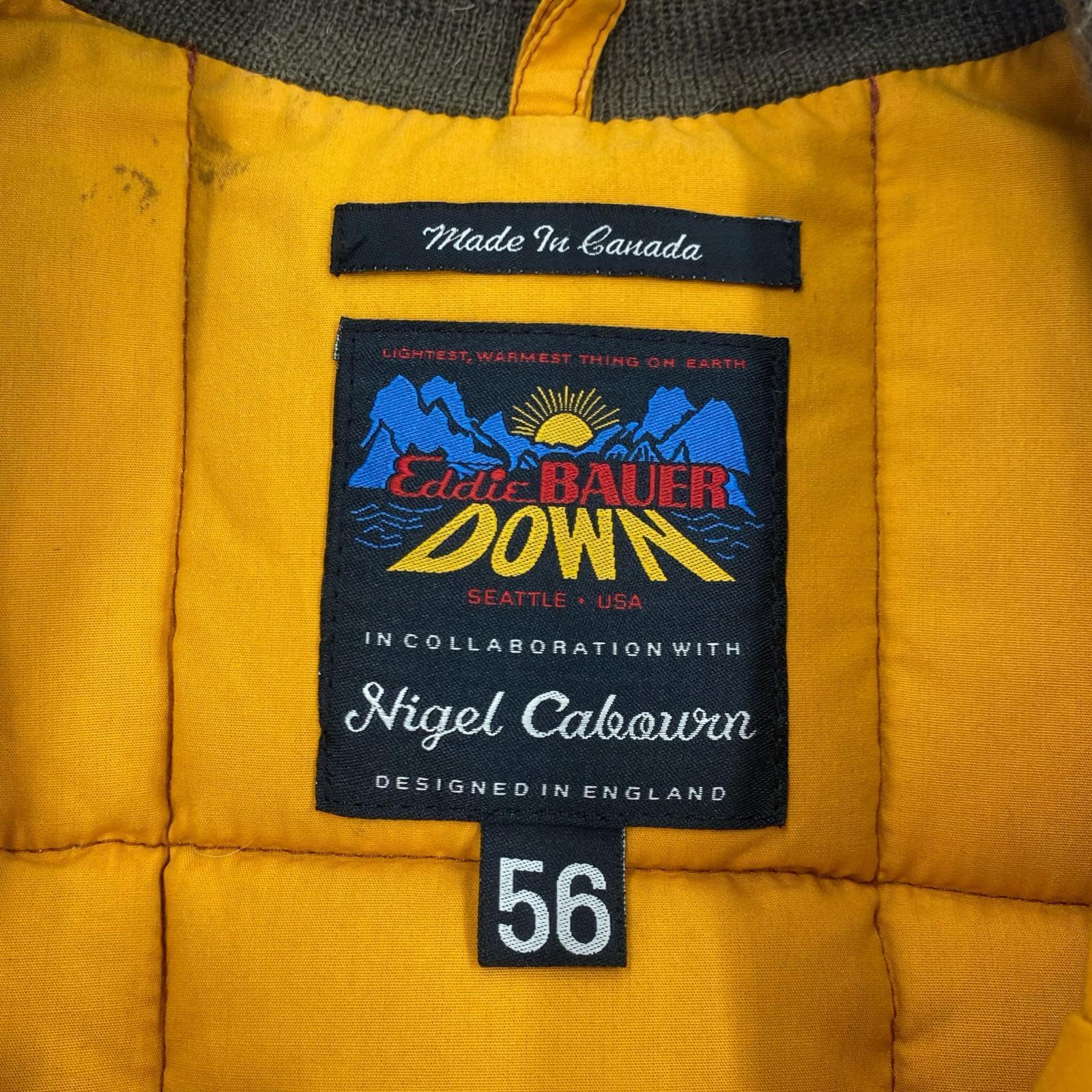 ジャケット Eddie Bauer×NIGEL CABOURN 日の出タグ ヨーク切替ダウンベスト 56 キャメル×赤系