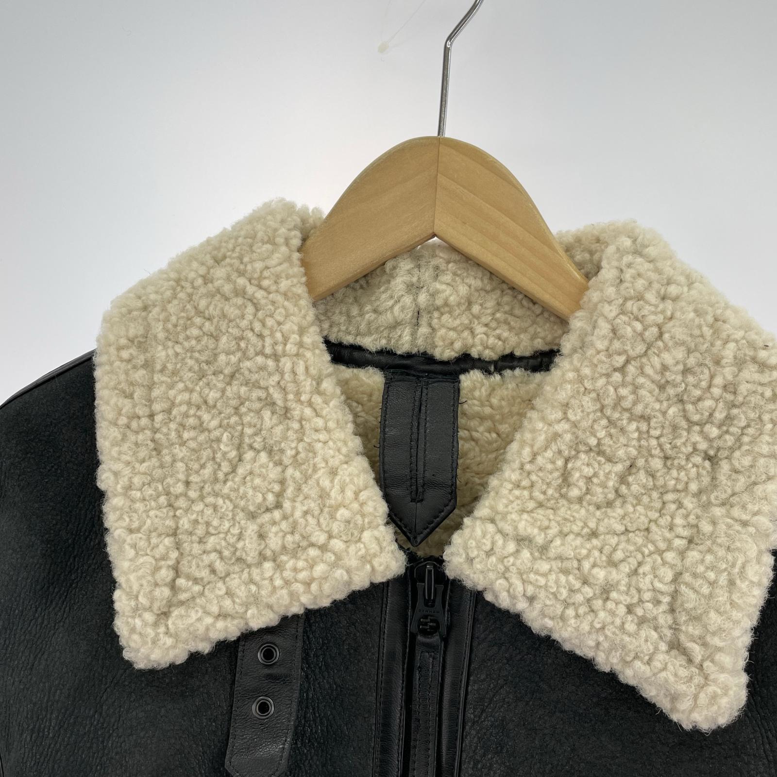 ミリタリージャケット AVIATOR レザームートン ジャケット ブラック XL ブラック