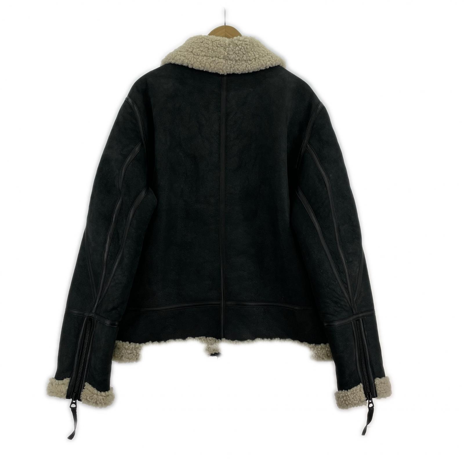 ミリタリージャケット AVIATOR レザームートン ジャケット ブラック XL ブラック