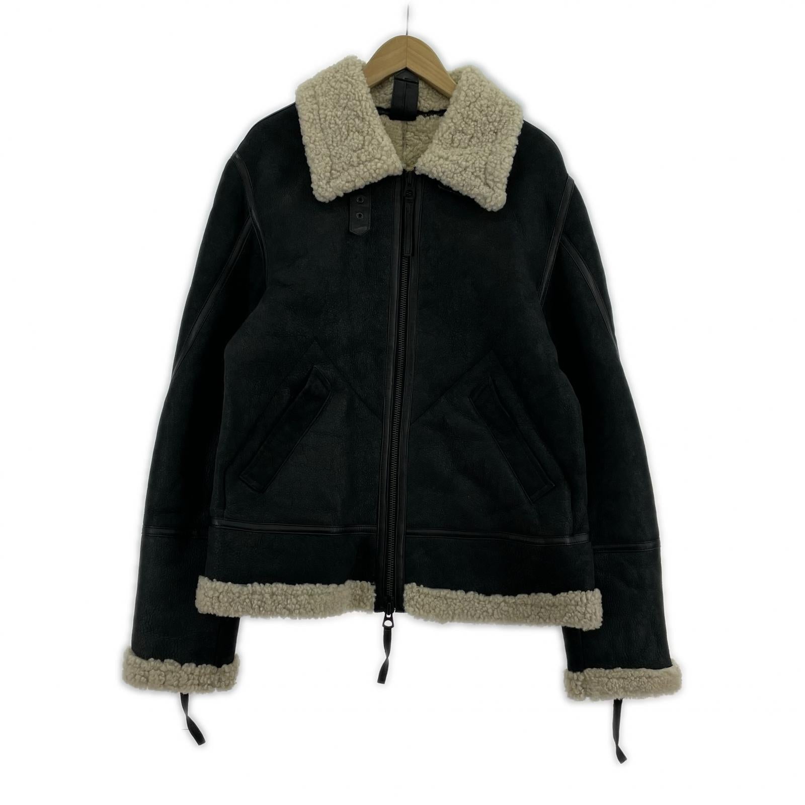 ミリタリージャケット AVIATOR レザームートン ジャケット ブラック XL ブラック