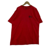 半袖Tシャツ STUSSY 80s~ 黒タグ Basic Logo Tee ストックロゴTee XL レッド