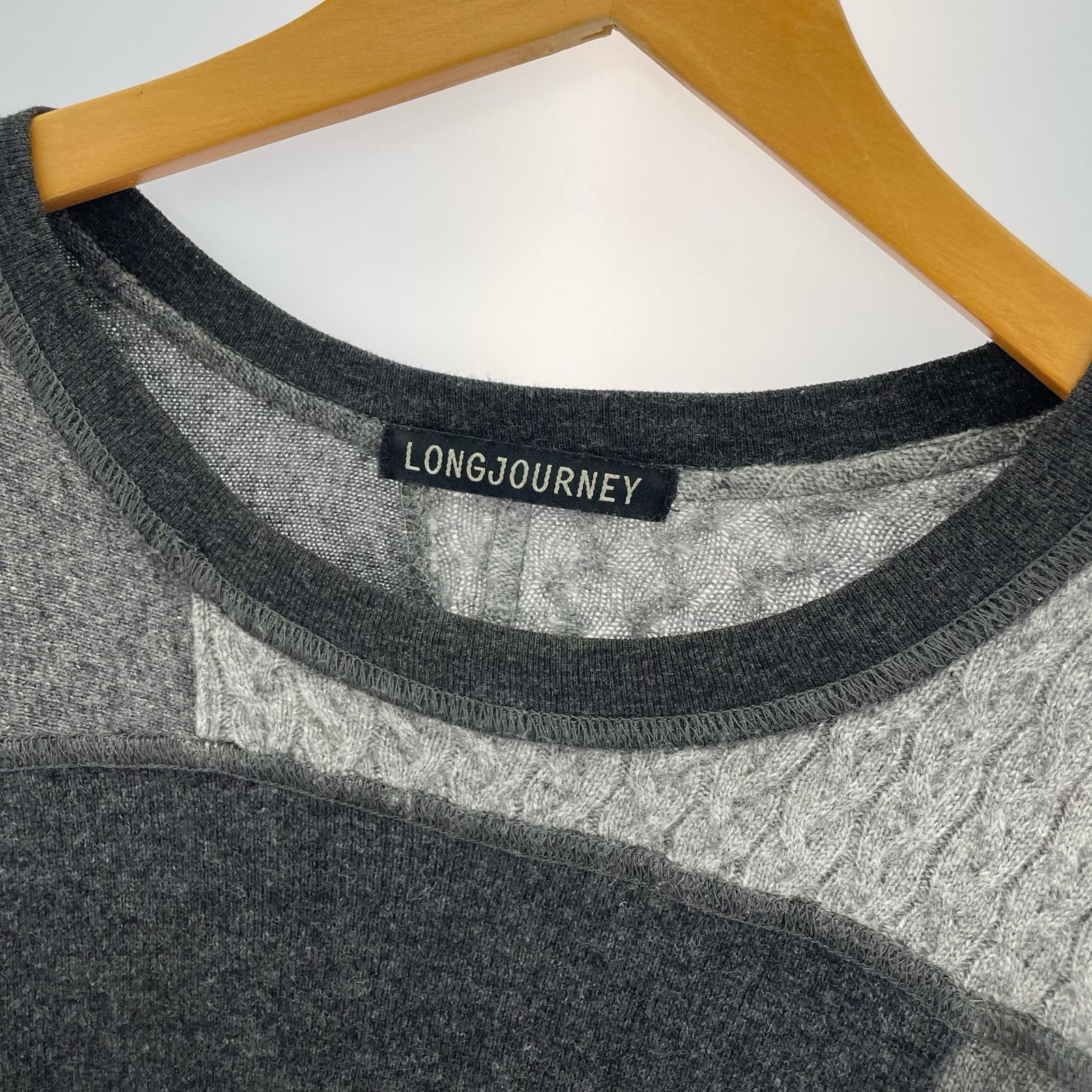 ニット LONGJOURNEY パッチワークカシミヤオーバーサイズニット XS グレー