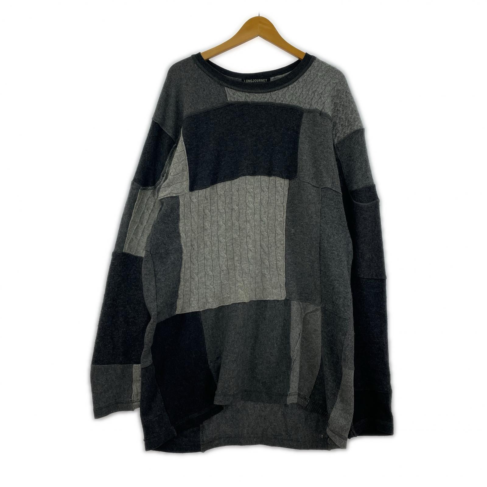 ニット LONGJOURNEY パッチワークカシミヤオーバーサイズニット XS グレー