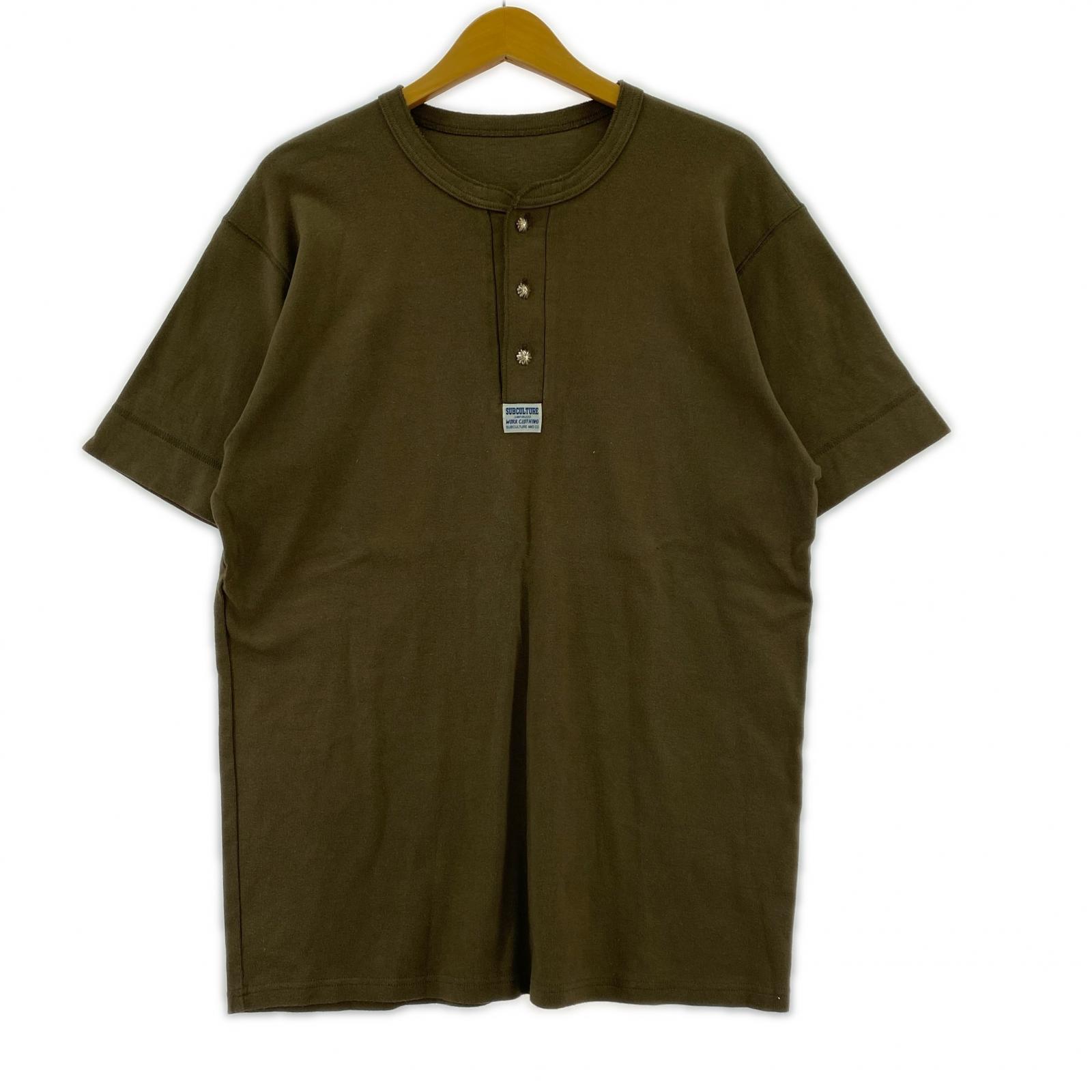 半袖Tシャツ subculture/ヘンリーネックカットソー/サイズ3 3 カーキ
