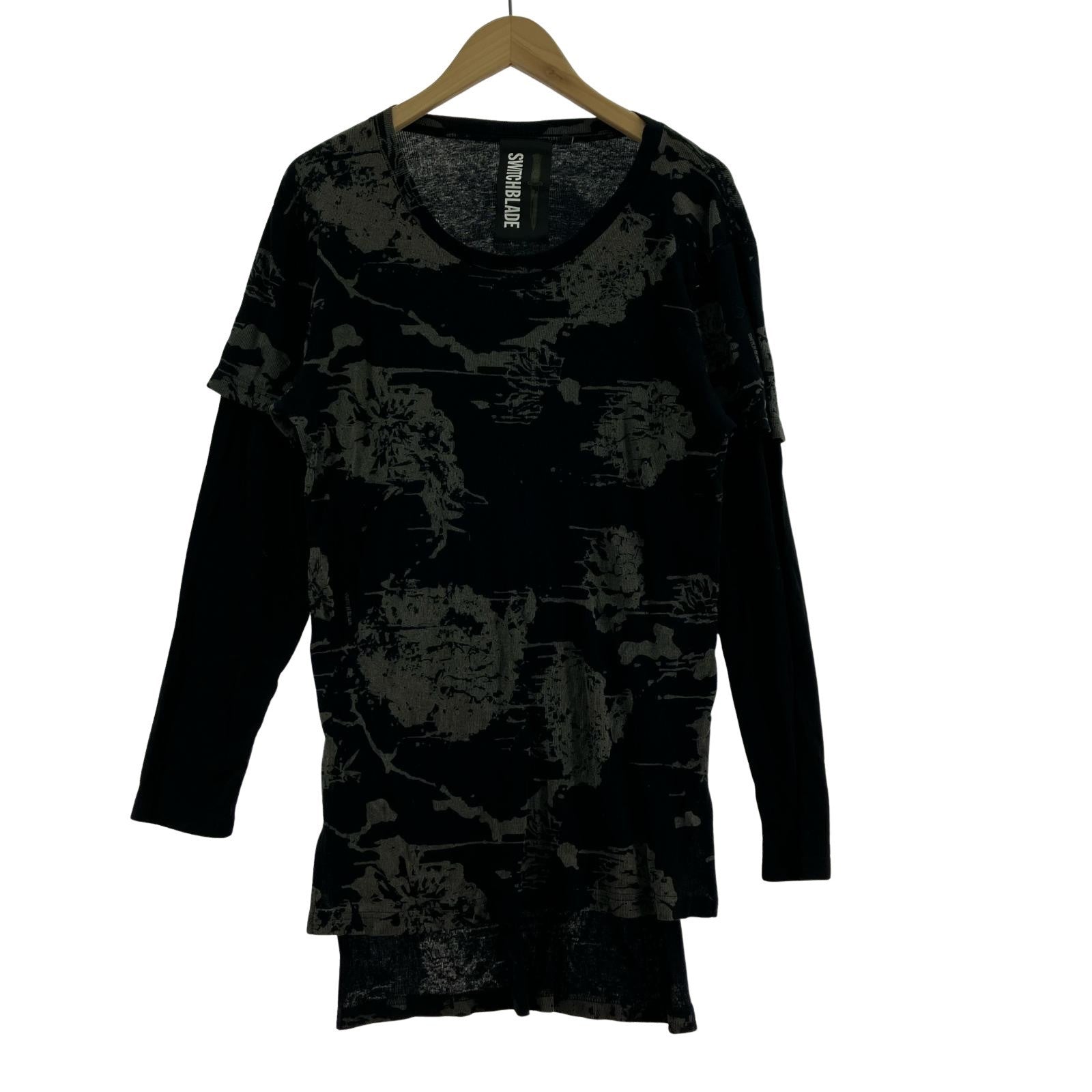 長袖Tシャツ switchblade 柄 ロンT M ブラック