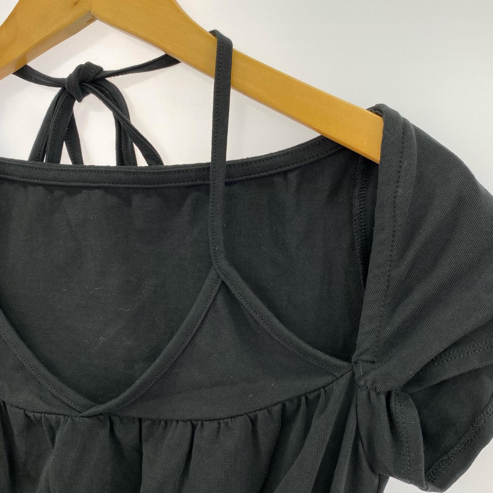 半袖Tシャツ THEREDTHREAD S snake laceup tops フリー ブラック